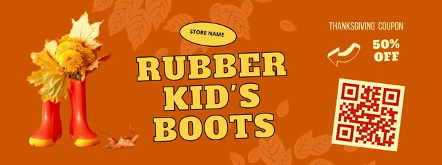 Rubber Kid's Boots At Reduced Price Offer on Thanksgiving Coupon Design Template