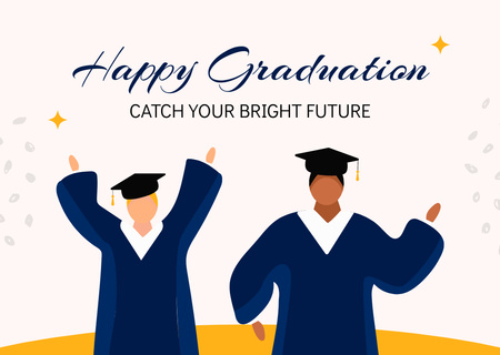 Modèle de visuel Annonce de la fête de remise des diplômes avec des diplômés heureux - Card