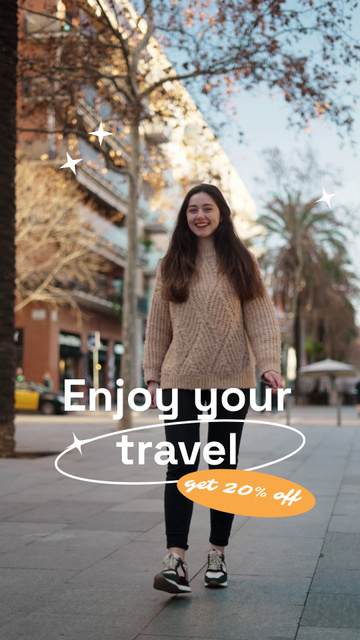 Inspiration for Travelling with Smiling Young Woman TikTok Video Šablona návrhu