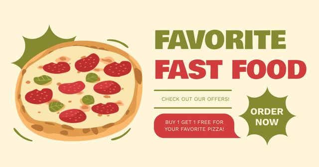Ontwerpsjabloon van Facebook AD van Offer of Favorite Fast Food Order