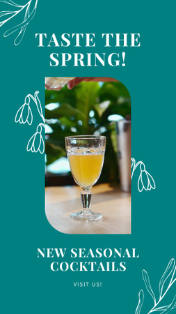 Tasteful Cocktail In Glass For Spring Season Instagram Video Story Design Template