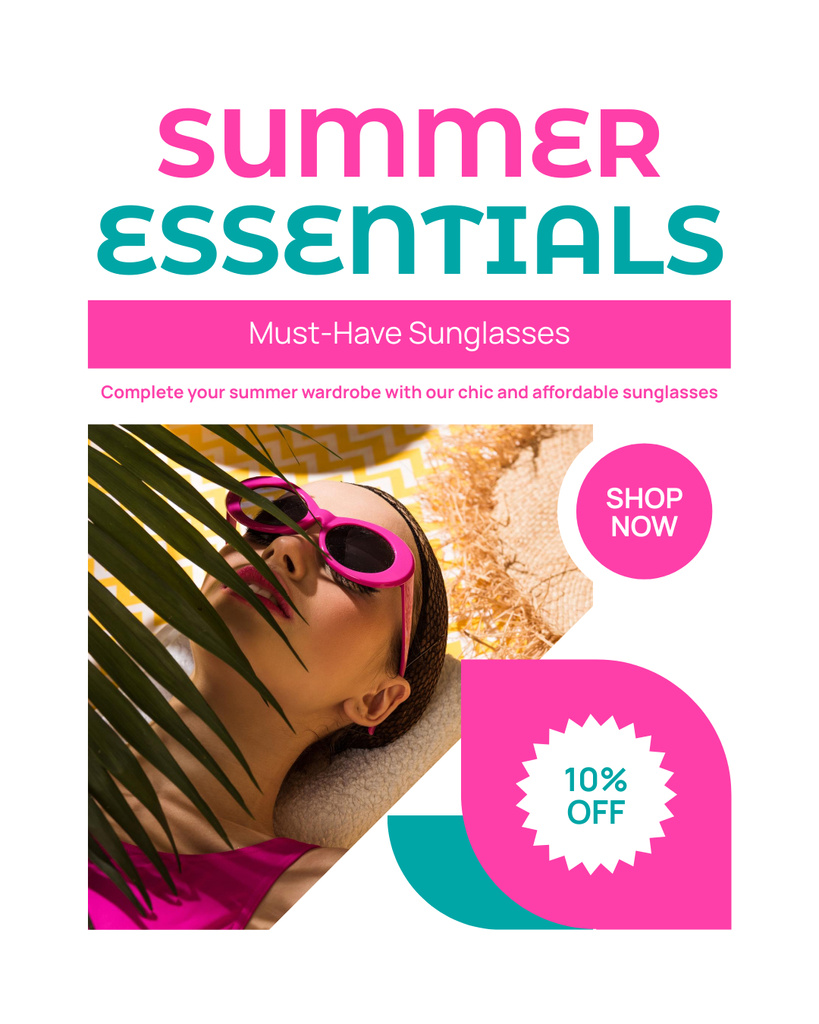 Discount on Must-Have Models of Sunglasses from Summer Collection Instagram Post Vertical Design Template