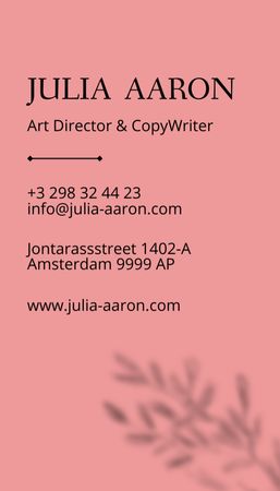 Art Director and Copywriter Contacts Business Card US Vertical Šablona návrhu
