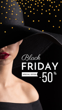Black Friday Discount Offer with Elegant Woman Instagram Story Design Template