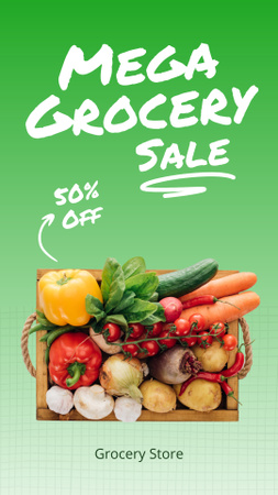 Fruits And Veggies In Wooden Tray Sale Offer Instagram Story Design Template