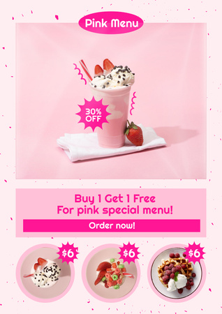Price-List of Tasty Summer Desserts on Pink Poster Design Template