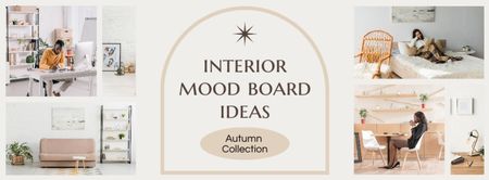 Template di design Idee per interni Mood Board Facebook cover