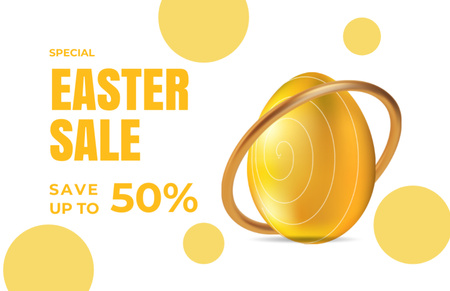 Modèle de visuel Easter Sale Announcement with Golden Egg - Thank You Card 5.5x8.5in