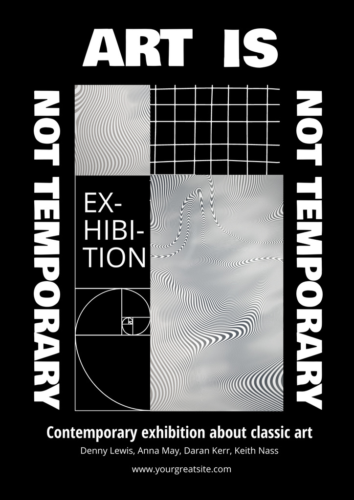 Plantilla de diseño de Minimalistic Art Exhibition Announcement with Dark Textures Poster B2 