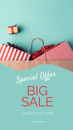 Big Sale Announcement with Shopping Bags Instagram Story Design Template