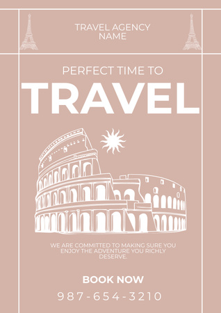 Bej Seyahat Acentası Teklifi Poster Tasarım Şablonu