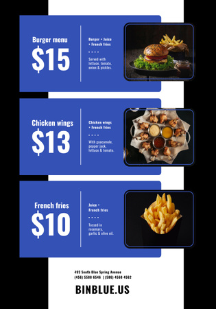 Price List for Fast Food Menu Poster 28x40in Design Template