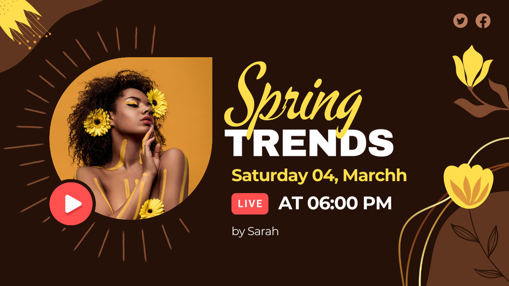 Spring Fashion and Beauty Trends Brown Youtube Thumbnail Design Template