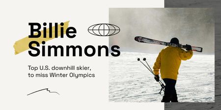 Olympic Games Champion and Skier Twitter Design Template