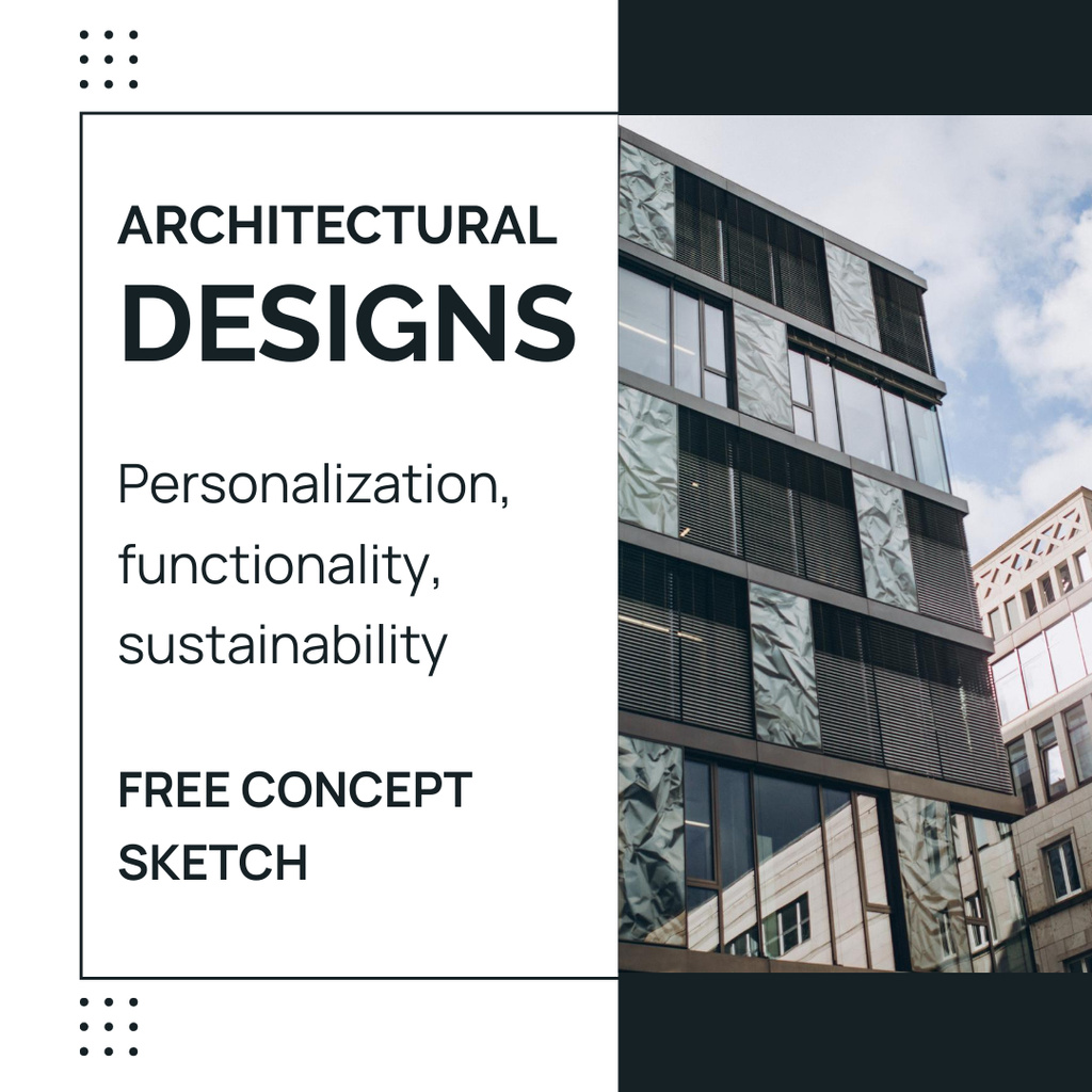 Architectural Designs Ad with Modern Building Instagram AD tervezősablon