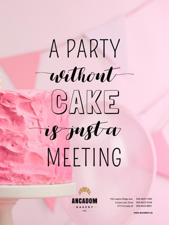 Party Organization Services with Cake in Pink Poster 36x48in Design Template