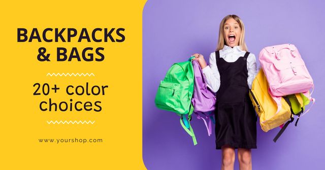 Designvorlage Back to School Sale Announcement For Bags And Backpacks für Facebook AD