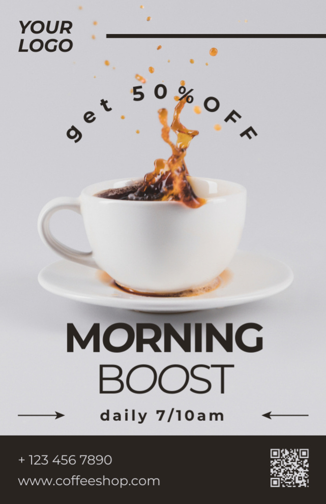 Offer of Morning Coffee with Discount Recipe Card Šablona návrhu