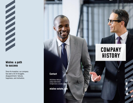 Modèle de visuel Histoire de l'entreprise avec un groupe d'hommes d'affaires - Brochure 8.5x11in