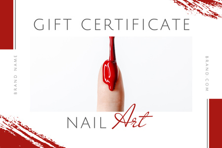 Beauty Salon Ad with Red Nail Polish Gift Certificate Design Template