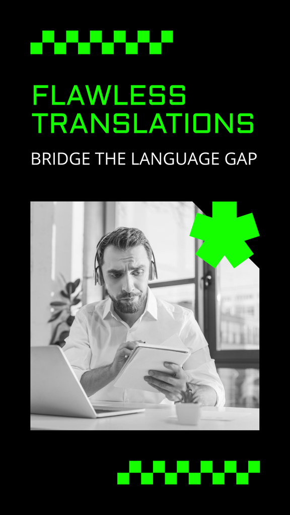 Flawless Translation Service With Laptop Instagram Story Tasarım Şablonu