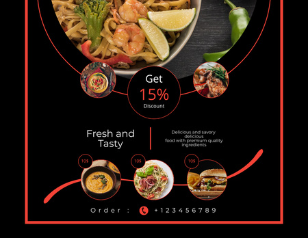 Order Delicious Food at Discount in Restaurant Flyer 8.5x11in Horizontalデザインテンプレート