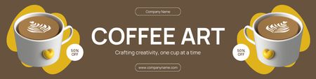 Создание кофейного искусства со сливками в напитках со скидками Twitter – шаблон для дизайна