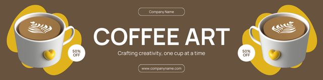 Creating Coffee Art With Cream In Drinks With Discounts Twitter Design Template