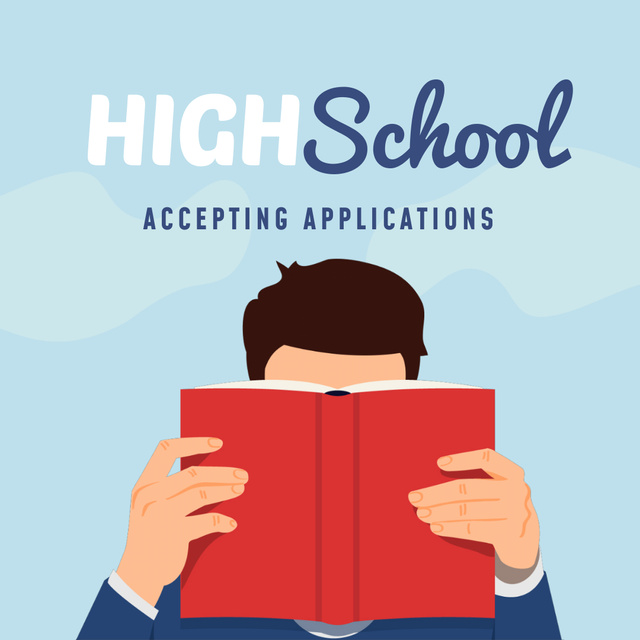 School Entry Announcement With Lots of Books Animated Post Design Template