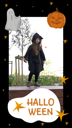 Designvorlage Halloween Inspiration with Cute Girl in Costume für Instagram Video Story