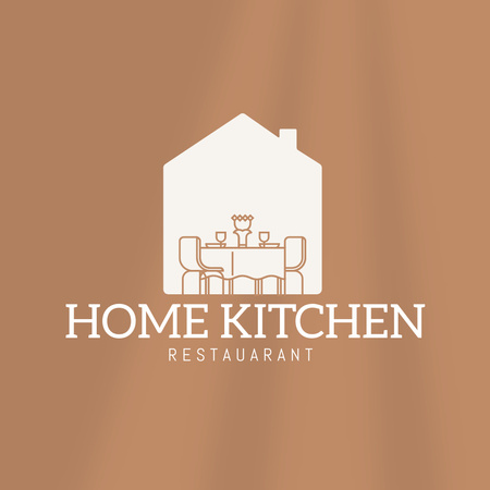 Image of Restaurant Emblem in Brown Logo Design Template