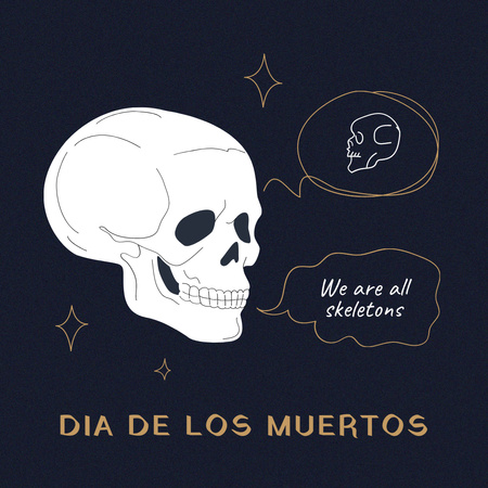 Dia de los Muertos Holiday with Skull Illustration Instagram Design Template