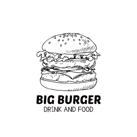 Tasty Burger Illustration Logo Design Template