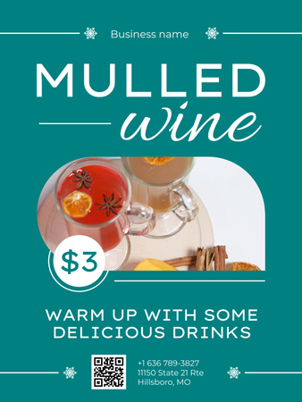 Offer of Warm Tasty Mulled Wine Poster US – шаблон для дизайну