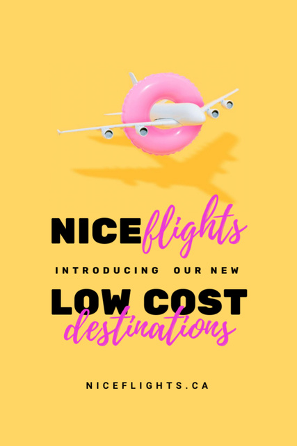 Travel Tour Offer with Plane in Pink Ring Flyer 4x6in Design Template