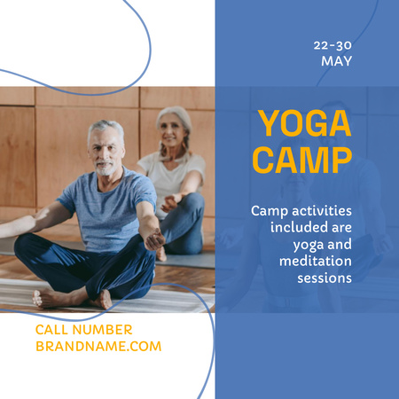 Ontwerpsjabloon van Instagram van Yoga Camp Invitation with Senior People