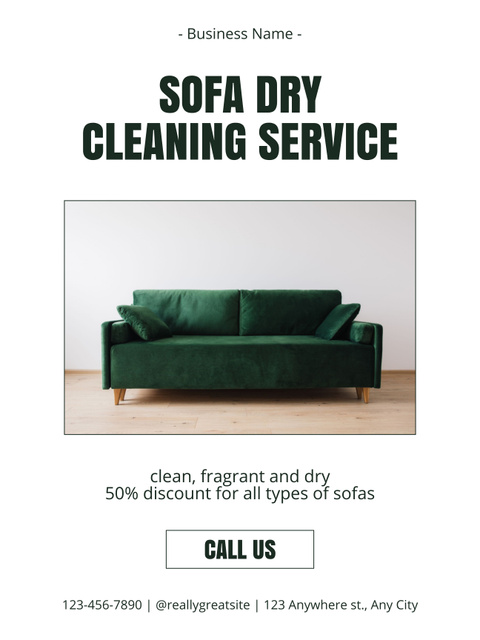 Sofa Dry Cleaning Services Offer Poster US Πρότυπο σχεδίασης