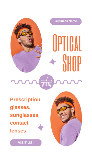 Optical Store Promo with Stylish Guy Instagram Story Tasarım Şablonu