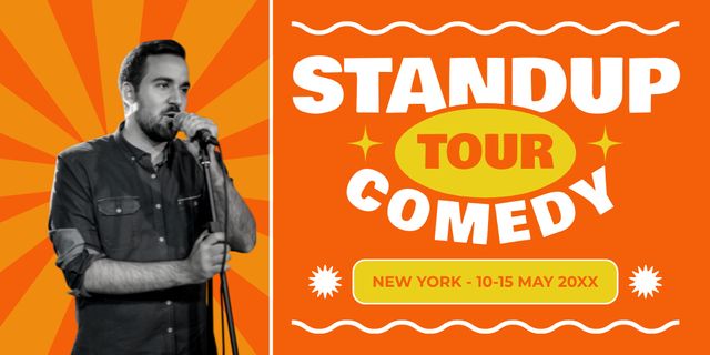 Designvorlage Stand-up Comedy Tour Announcement für Twitter