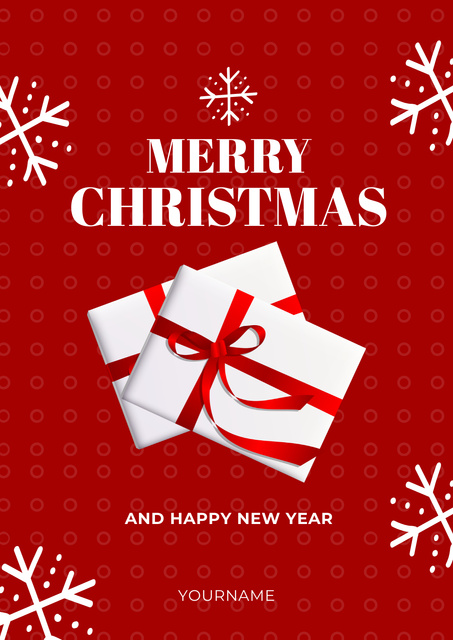 Template di design Christmas and New Year Greeting Red Poster