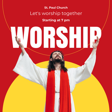 Worship Announcement with Jesus Instagram Design Template
