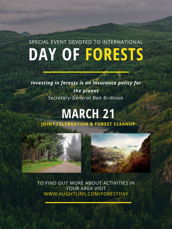 International Day of Forests Event Forest Road View Poster US Šablona návrhu