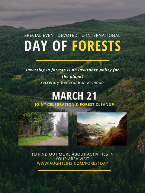 International Day of Forests Event Forest Road View Poster US Design Template