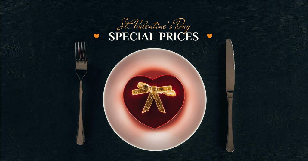 Plantilla de diseño de Valentine's Day Dinner with Heart Box Facebook AD 
