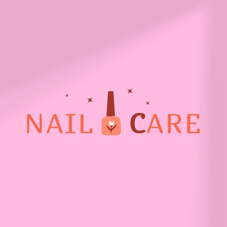 Ontwerpsjabloon van Logo 1080x1080px van Artistic Manicure Offer with Nail Polish In Pink
