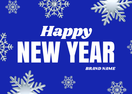 Plantilla de diseño de New Year Holiday Greeting with Bright Snowflakes Postcard 5x7in 
