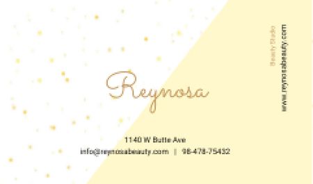 Platilla de diseño Beauty Studio Contacts with Simple Pattern in Yellow Business card