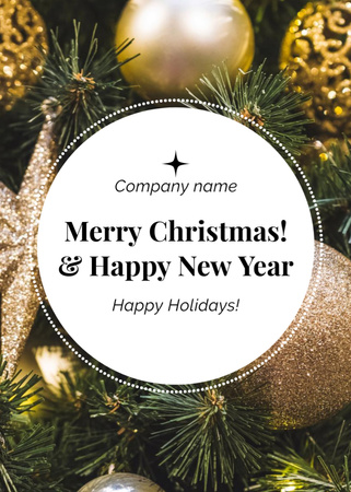 Platilla de diseño Christmas and New Year Greeting on Background of Holiday Tree Postcard 5x7in Vertical