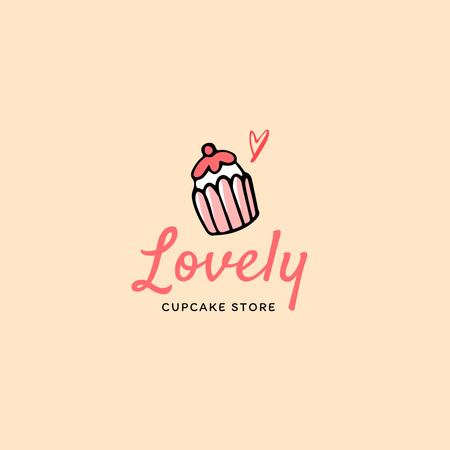 Λογότυπο καταστήματος Lovely Cupcake Logo Πρότυπο σχεδίασης