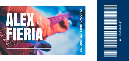 Solo Concert With Musician Playing Guitar Ticket DL Design Template